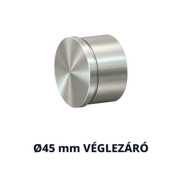 Szálcsiszolt rozsdamentes csővégzáró Ø45 mm – fali kapaszkodóhoz