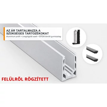 Vonalmenti U-profil, felülről rögzített, tartozékokkal (alumínium)