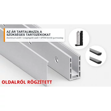 Vonalmenti U-profil, oldalról rögzített, tartozékokkal (alumínium)